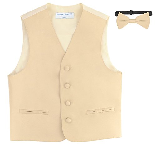Image of BOY'S Dress Vest & BOW Tie Solid LIGHT BROWN Color BowTie Set