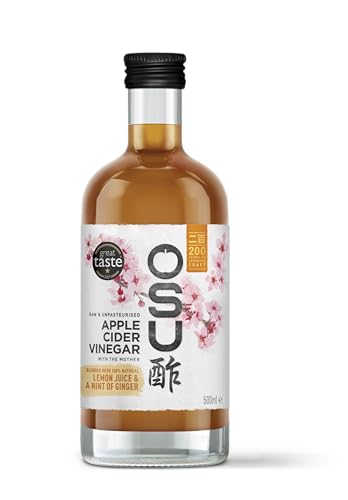 OSU Apple Cider Vinegar, A Blend of Lemon Juice and Ginger. Vegan Friendly & Gluten Free, 500ml Bottle
