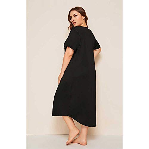 Women's Plus Size Nightgowns Sleepwear for Home Short Sleeve V-Neck Dress