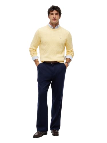 Image of Tommy Hilfiger Men's Cable Knit Crewneck Sweater Lightweight Pullover