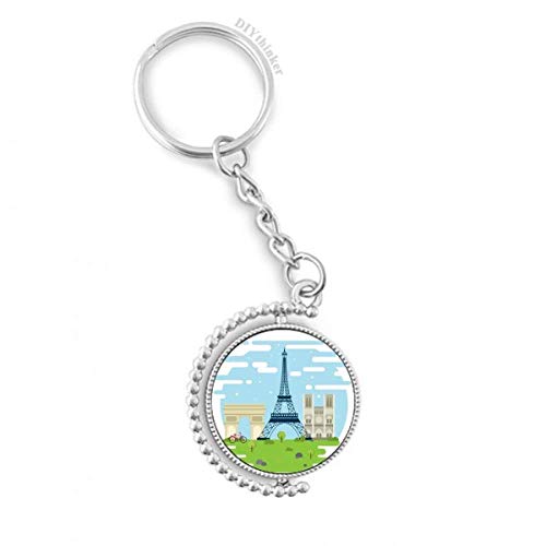 Porte-clés Tour Eiffel rotatif multicolore idéal pour votre trousseau de bureau
