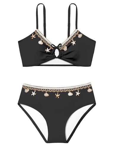 Image of Girls Swimsuit V Neck Bikini Set Color Block with Cover Up 3Pcs Bathing Suits