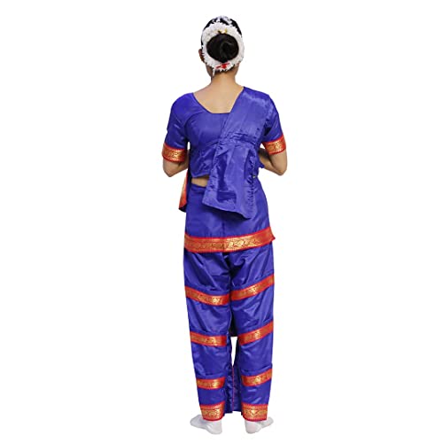 Image of ITSMYCOSTUME Bharatnatyam Costume Dress for Girls Set of 4(Bottom,Blouse,Hip Cloth & Anchal) Classical Dance dress for Kids