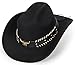 Womens Western Cowboy Hats Studded Pinched Western Cowgirl Hats Wide Brim Fedoras Hat with Belt Buckle (Size:Medium)