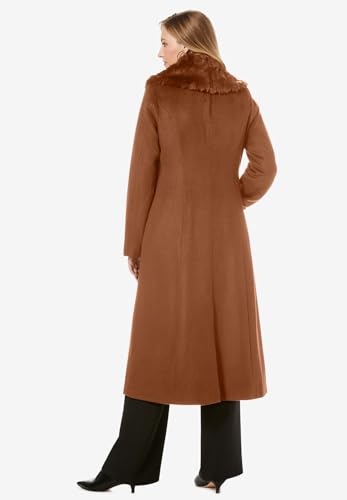 Jessica London Women's Plus Size Long Wool-Blend Coat With Faux Fur Collar2