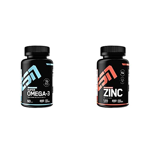 ESN ESN Super Omega 3, hochdosiert, Pro Series, 60 Kapseln, 1er Pack (1 x 90g Dose), 1er Pack (1 x 90 g) & Zinc, Pro Series, 120 Kapseln, 1er Pack (1 x 90 g)