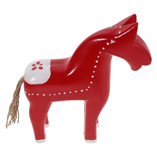 Décoration de bureau Feng Shui avec cette figurine de cheval en bois rouge du zodiaque