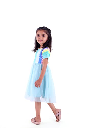 Image of TAGAS Baby-Girl's Valantino & Net Fit and Flare Standard Length Dress (KD-405-PINK-7 Pink 7 8 Years)
