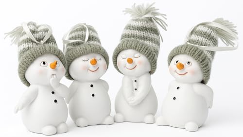 khevga Figuras Decorativas de Navidad, muñeco de Nieve, Colgante Gris en 4 Unidades