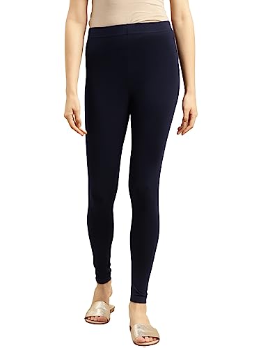 Image of rangita Women's Regular Fit High Rise Cotton Solid Ankle Length Leggings