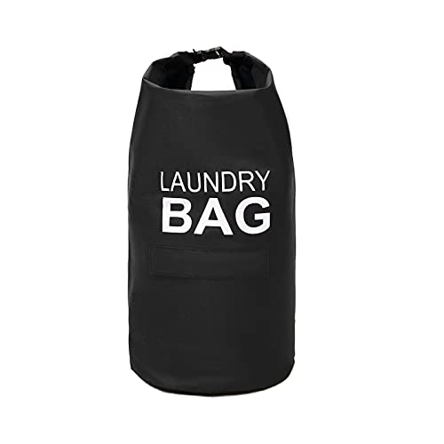 IHOMAGIC 71L Cesto Ropa Sucia Plegable de Hombro Ajustables - Bolsa de Lavandería con Mochila para Colgar en el Bolsillo, Bolsa para Colgar Ropa Sucia para Armario, Detrás de Las Puertas (Negro)