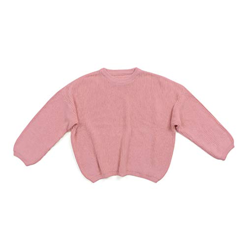Baby Boy Girl Knit Sweater Long Sleeve Warm Cotton Pullover Top Fall Winter Coat Outfit Clothes for Toddler 1-5Years (Rose Pink, 4-5 Years)