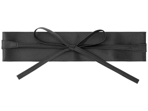 Women's Faux Leather Obi Belts Bowknot Wrap Around Wide Waistband for Evening Outfit Dress Shirts 5