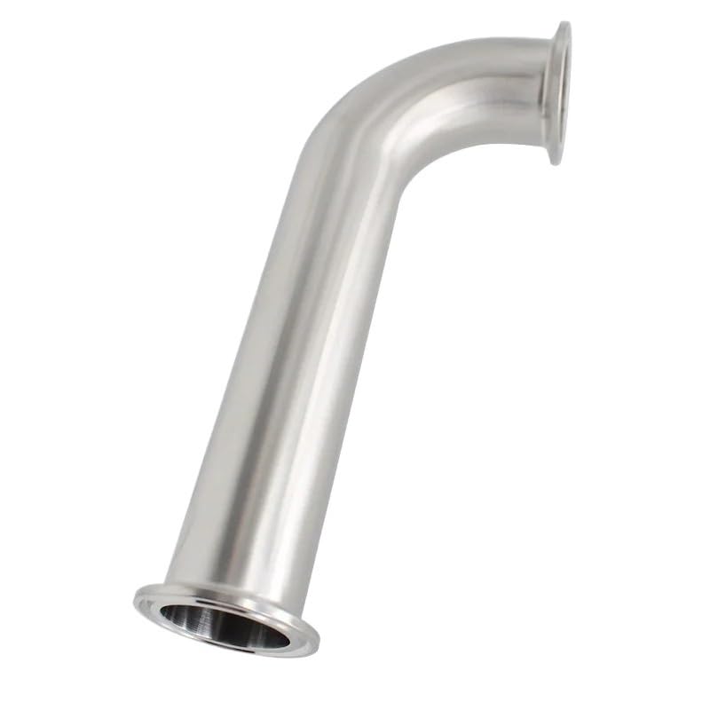 38 mm 51 mm 304 Acero inoxidable Tri abrazadera Radio largo Codo de 90 ° Instalación de tuberías sanitarias(OD51xFerrule64mm,L254mm)