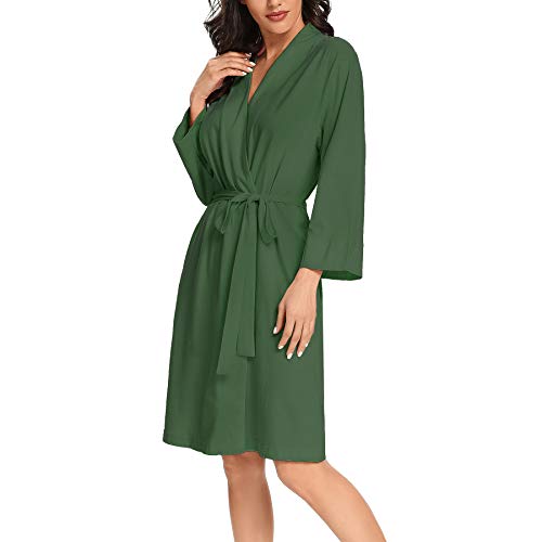 Mzrocr Cotton Robes For Women Lightweight Knee Length Bath Robe Female Kimono Spa Knit Bathrobe Ladies Soft Sleepwear Loungewear #TOP1