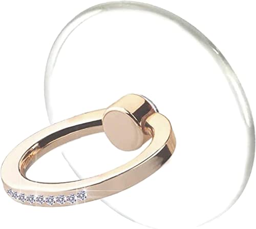 Image of KolorFish Transparent Phone Ring Stand Holder Mobile Phone Ring Holder Finger Grip 360 Degree Rotation (Bling Gold Transparent Round)