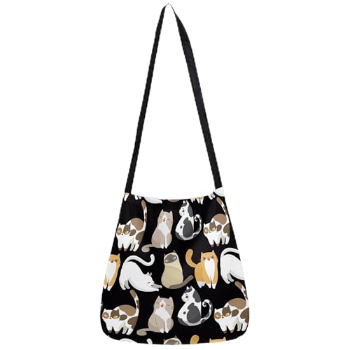 BeeGreen Ultimate Crossbody Cat Bag - Reusable Grocery Shopping Bag - Foldable Compact Portable Lightweight Duffle Bags