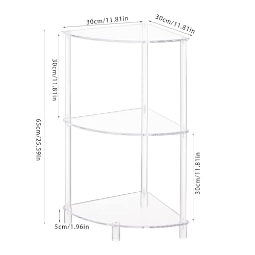 Organizador de mesa auxiliar resistente con tres estantes de acrílico transparente 4