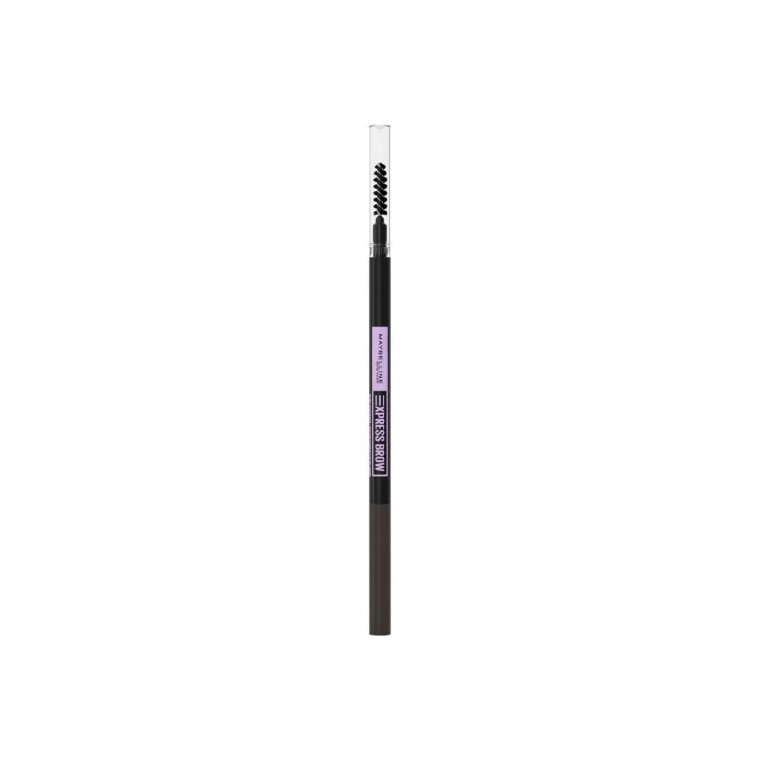 Maybelline Express Brow Maquillaje para cejas ultra delgado, lápiz para cejas con punta de precisión y carrete para cejas definidas, marrón oscuro, 1 unidad