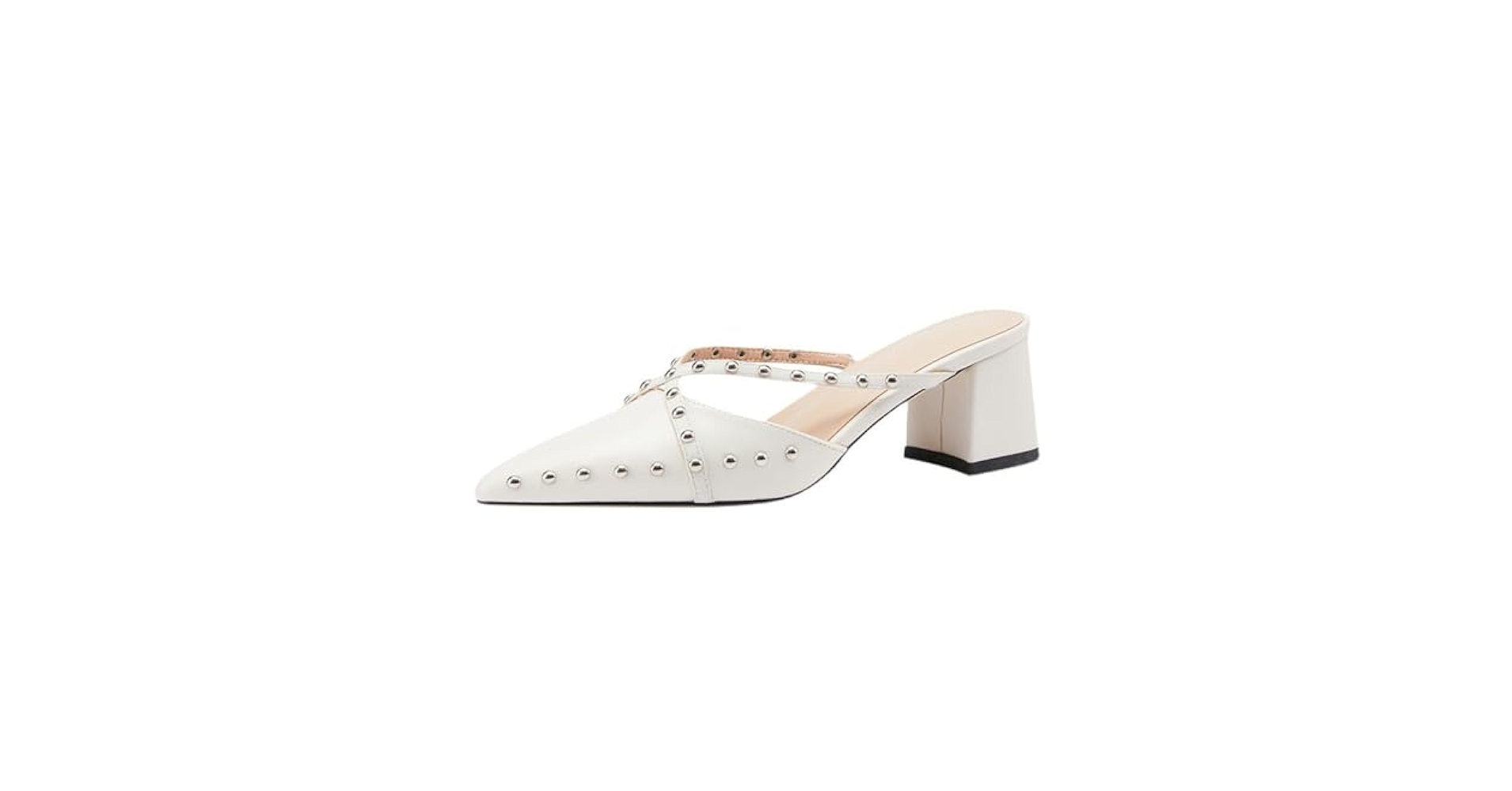 Amazon.com | Women's Leather Rivet Closed Pointed Toe Block