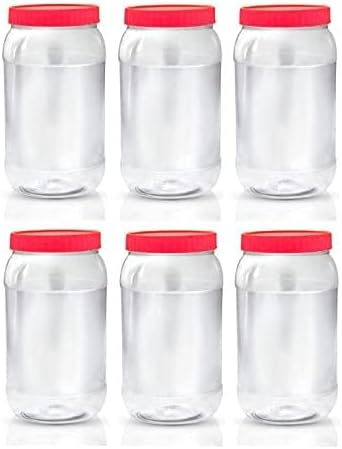 Easy Shopping® Airtight Plastic Food Storage Jars Containers Clear Canister pots with Screw Top Lid BPA Free for Home Office Kitchen, Herb, Spices, Sweets Jar PACK OF 6 (100 ML)