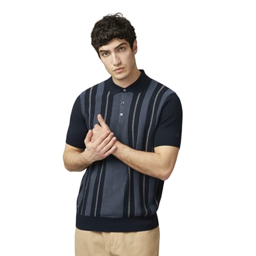 Ben Sherman Polo en tricot à rayures Birdseye pour homme coupe classique