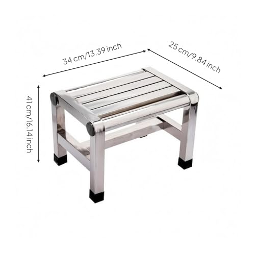 predolo ステンレス製スツール スリット座面 角型スツール コンパクト ミニ椅子 防錆 座具 耐荷重 踏み台, 高41cm幅34cm長さ25cm [2]