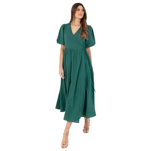 Robe longue fluide col V pour affiner la silhouette et camoufler le ventre