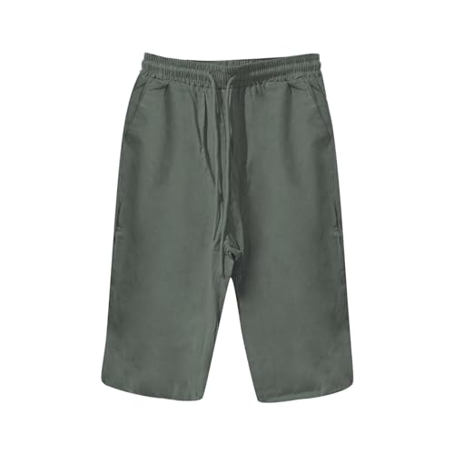 Capri Pants for Women Linen Bermuda Shorts Knee Length Cropped Palazzo Lightweight Beach Pants with Pockets3