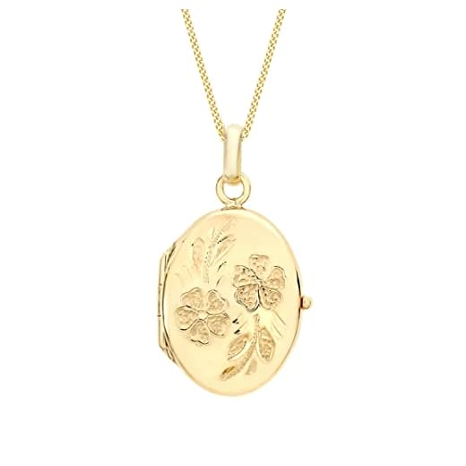 Carissima guld 9 karat vitt guld tusensköna oval medaljong hänge på trottoarkedja e Gult guld, colore: Gul guld, cod. 1.43.7264