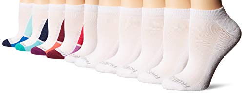 Fruit Of The Loom Womens Everyday Soft Cushioned - 10 Pair Packs Socks, White/Pink, White/Blue, White/Green, White, 4 Us #TOP10