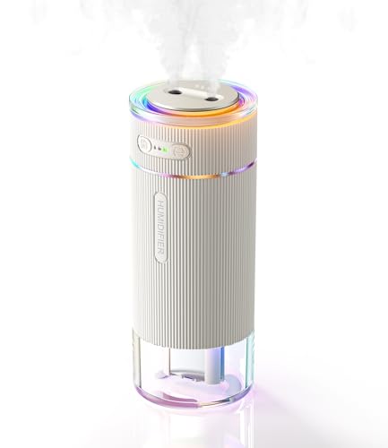 WSKEN Portable Small Humidifier for Bedroom - [Dual Nozzle Large Cool Mist] [Ambiance Lighting] [Car...