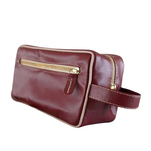 Necessaire de Couro Legitimo Bolsa Organizadora Masculina e Feminina para Viagem (Vinho)