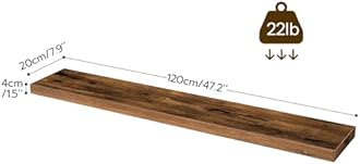 HOOBRO Floating Shelves, Wall Shelves Set of 2, Wall Mounted Shelves, 120 cm, Wall Display Racks, Decorative Hanging Shelf, Wooden Shelves, for Bathroom, Bedroom, Kitchen, Rustic Brown EBF120BJP201