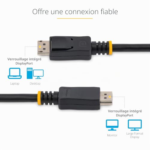 StarTech 2m Certified DisplayPort 1.2 Cable with Latches DP 4k Câble DisplayPort DisplayPort DisplayPort 2 à Verrouillage - vue 6