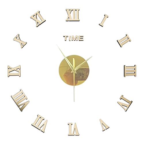 Uposao Moderne DIY Grand Pendule Murale 3D Mirror Stickers Horloge Montre Murale Horloge Moderne sans Cadre Chiffres Romains Montre Murale Home Office...