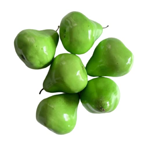 Image of Ulalaza 6Pcs Fake Pear Artificial Fruits Model Lifelike Green Pear Home House Kitchen Party Decoration Desk Ornament