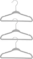 Oikos - Conjunto Cabide Infantil de Veludo com Gancho Cinza 10 Peças