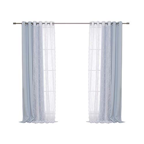 Best Home Fashion uMIXm Rose Sheers & Blackout Mix & Match Curtains - Sky Blue - 52