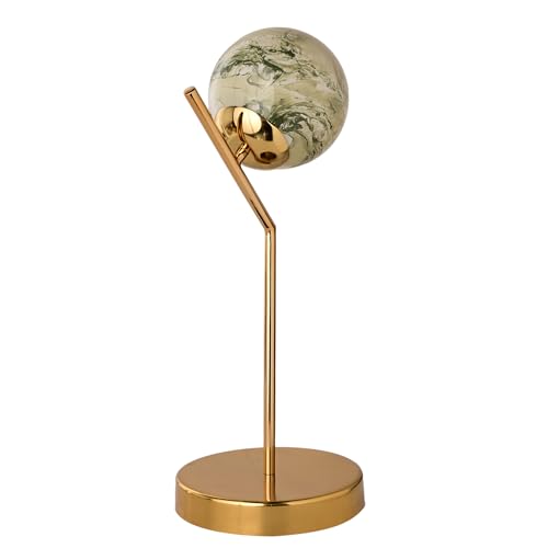Image of Ocean Print Glass Table Lamp | Gold Finish Decorative Table Light | Modern Lamp for Home Office Bedroom Living Room Dining Room Use | Stylish Desk Lamp | Without Bulb
