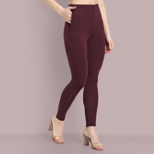 Image of ONE SKY Women Full Length Leggings | Cotton Modal Spandex Blend | High Waist Stretchable & Bio-Washed Fabric | Colour-Lock Technology | Comfortable Leggings for Women