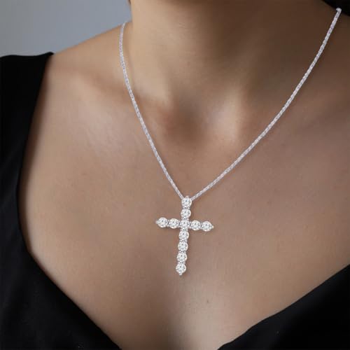 1 Carat Total Weight 14K White Gold Diamond Cross Premium Collection2