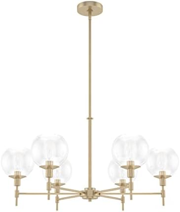 Hunter - Xidane 6-light Alturas Gold, Large Chandelier, Dimmable, Mid Century Modern Style, Round Shaped, for Bedrooms, Kitchens, Dining, Living Rooms - 19743