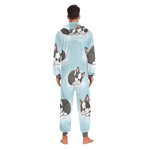 Costume à capuche bleu pastel contre le froid à la maison - 7