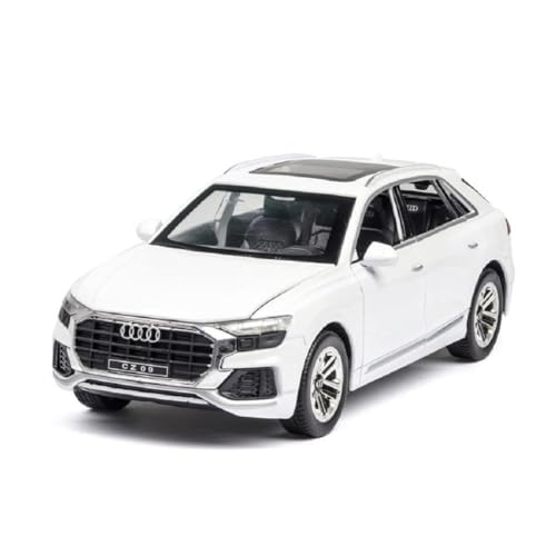 Image of DEOXY 1 /24 Big Audi Q8 Toy Car Metal Pull Back Diecast Car with Openable Door and Sound Light, Gifts Toys for Kids,audi white