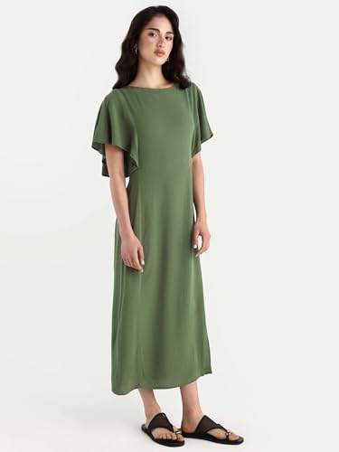 Image of RAREISM FIT and Flare Plain MIDI Dress