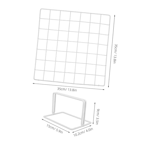 Support d'écran blanc lot de 2 avec grille minimaliste pour bureau - 3