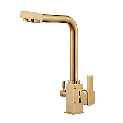 Robinet mitigeur de cuisine dorée en cuivre pur pour évier de luxe - 2