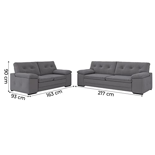 Conjunto de Sofá 2 e 3 Lugares Genova Suede Cinza