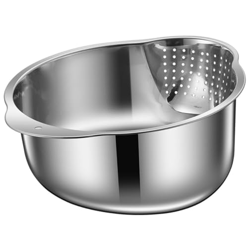 CAXUSD Contenitore in Acciaio Resistente Per Lavaggio Dei Cereali Scolapasta Per Pulizia Degli Alimenti Vasca Per Lavaggio Della Frutta e Ortaggi Utensile Per Cucina